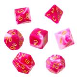 Ko�ci Dwukolorowe - R�owo - bia�e (z�ote cyfry) - Komplet do RPG