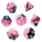Ko�ci Dwukolorowe - R�owo - czarne (bia�e cyfry) - Komplet do RPG