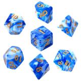 Ko�ci Dwukolorowe - Niebiesko - bia�e (z�ote) - Komplet do RPG