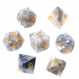Ko�ci Dwukolorowe - Stalowo-bia�e (z�ote cyfry) - komplet do RPG